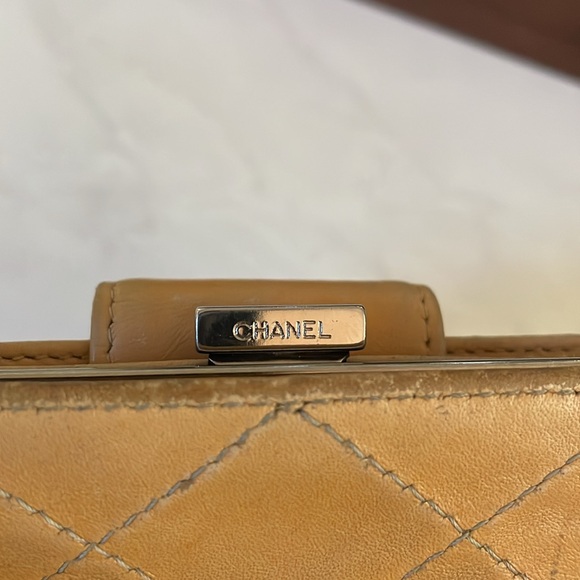 Chanel Quilted Black Tan Vintage Wallet As Is CC Authentic - Picture 3 of 17